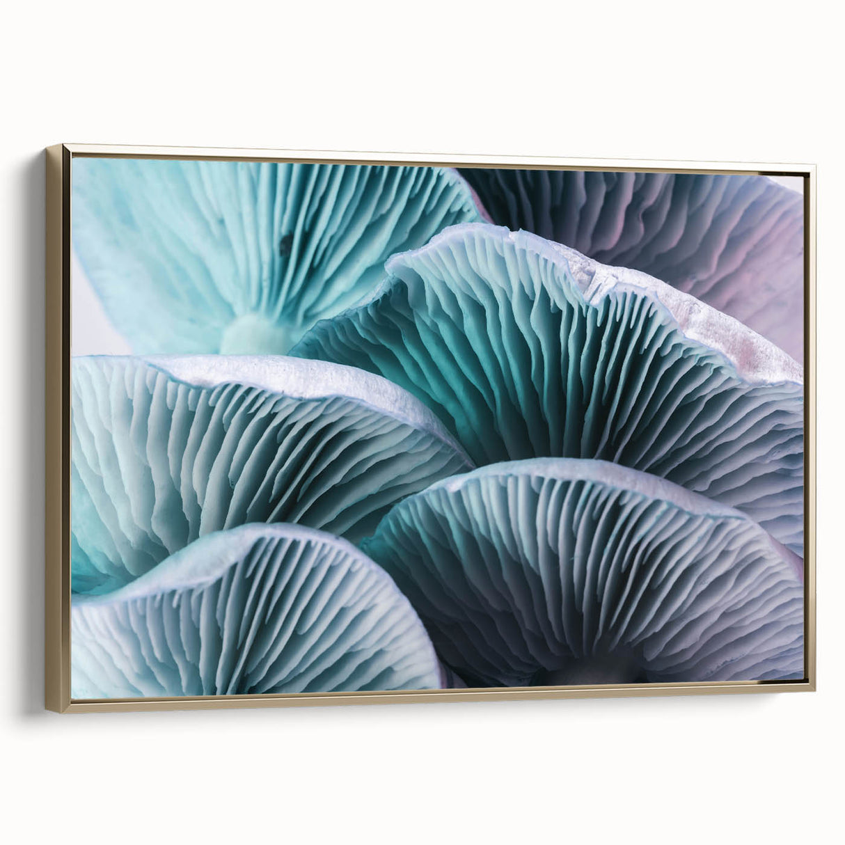 Framed canvas featuring a close-up floral design in muted gold tones, ideal for bedroom wall art.