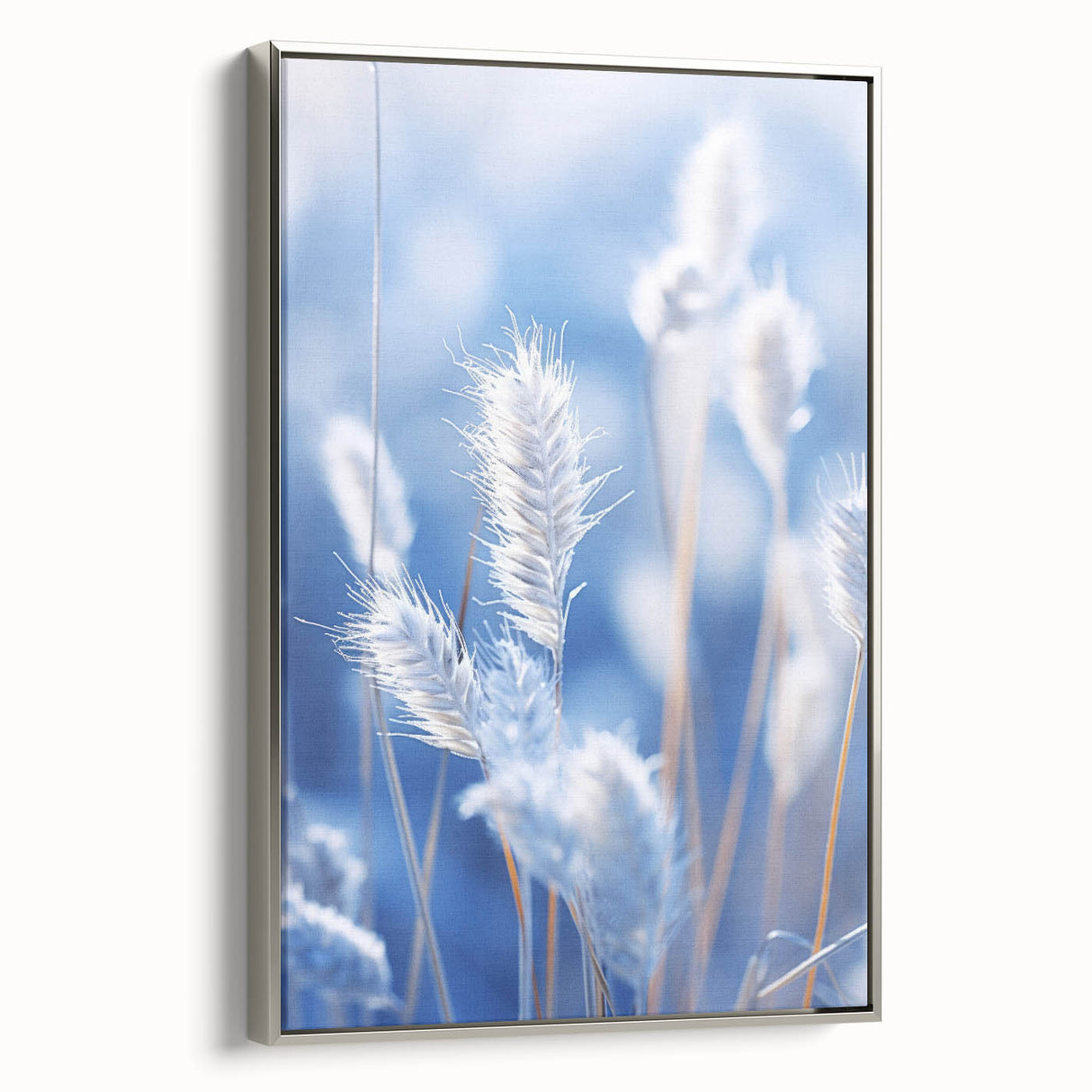 Vintage poster art on framed canvas depicting a frost design in silver tones, ideal for modern living room decor.