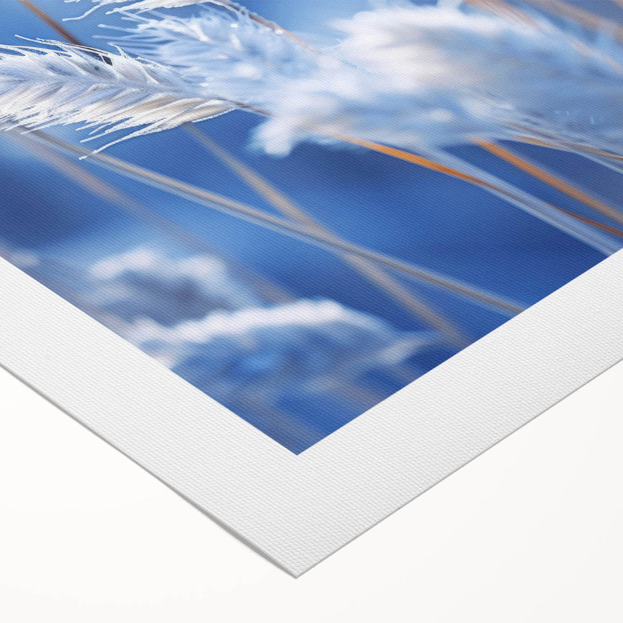 Art deco poster featuring a close-up of frost patterns in muted gray tones on rolled canvas, ideal for dining room wall art.