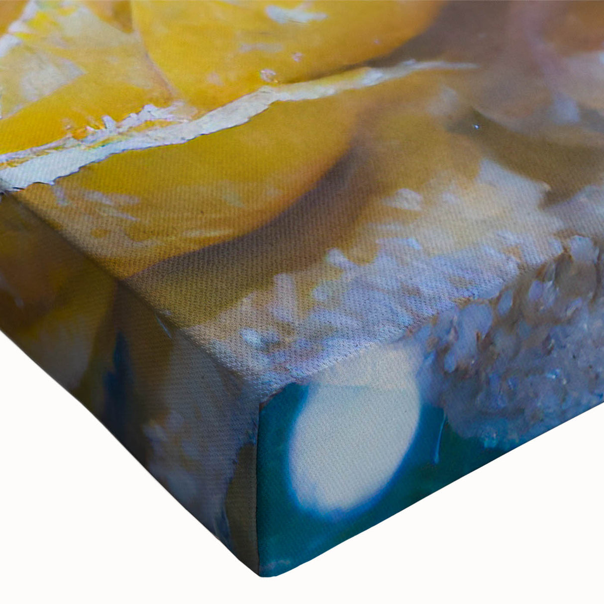 Close-up of frost patterns in black and white on a large stretched canvas, suitable for bedroom wall art.