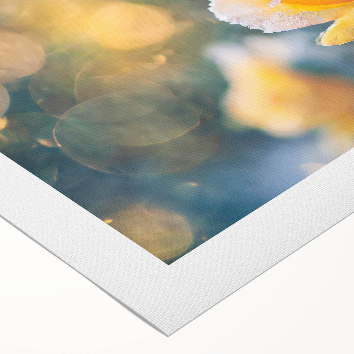 Art deco poster of frost patterns on ice, in monochrome blue shades, printed on rolled canvas.