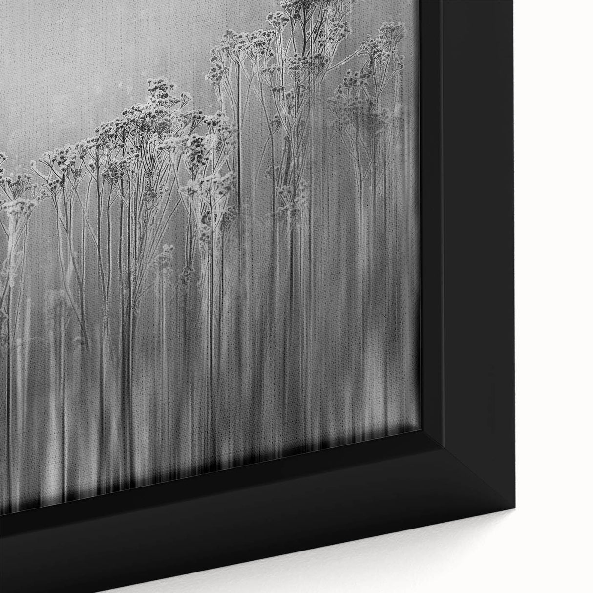 Extra large framed canvas featuring a close-up of frost textures in black and vibrant colors, ideal for living room decor.