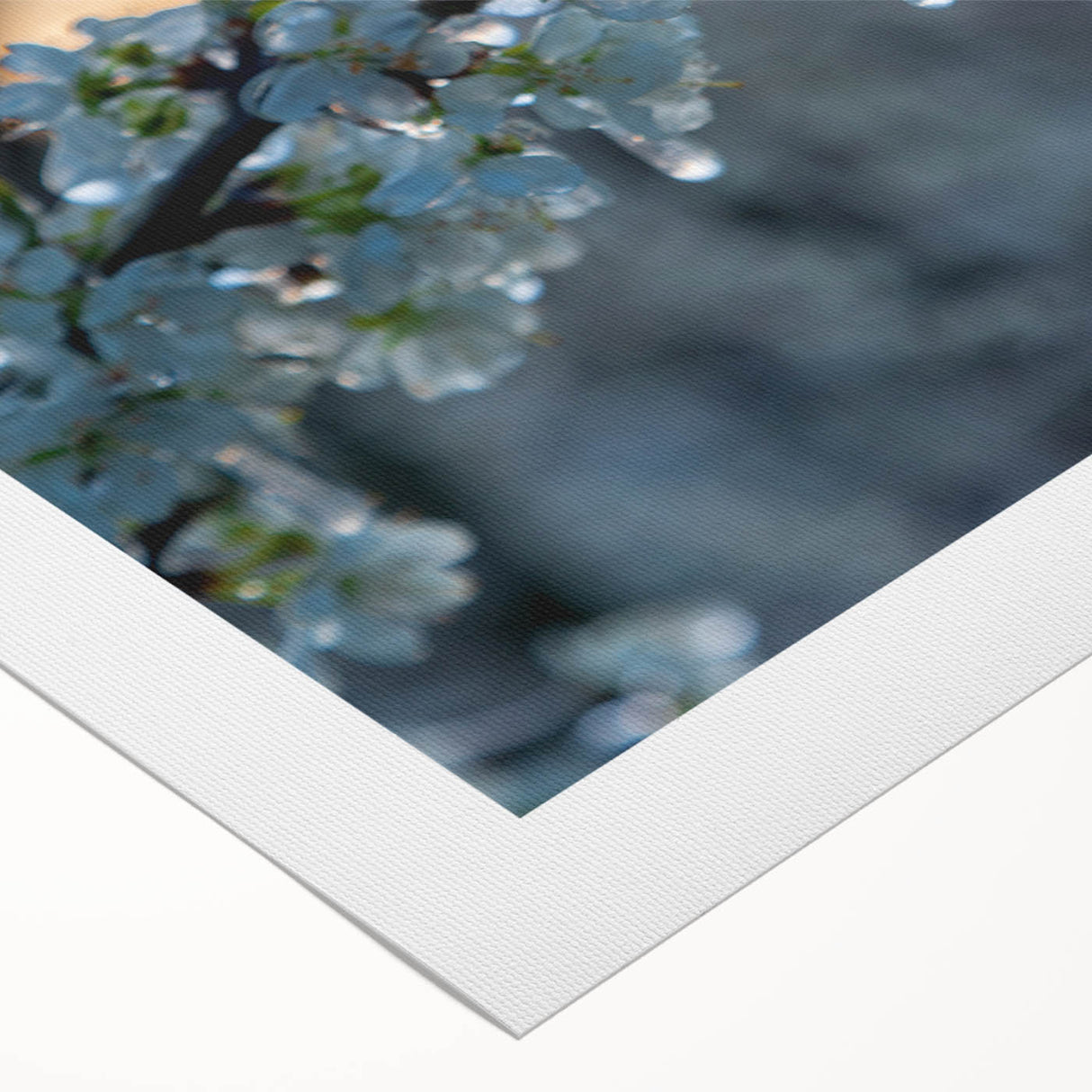 Art deco poster featuring a close-up of frost patterns in muted blue tones on rolled canvas, suitable for dining room walls.