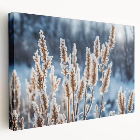 Frost pattern on a stretched canvas, featuring cool tones, ideal for kitchen wall art.