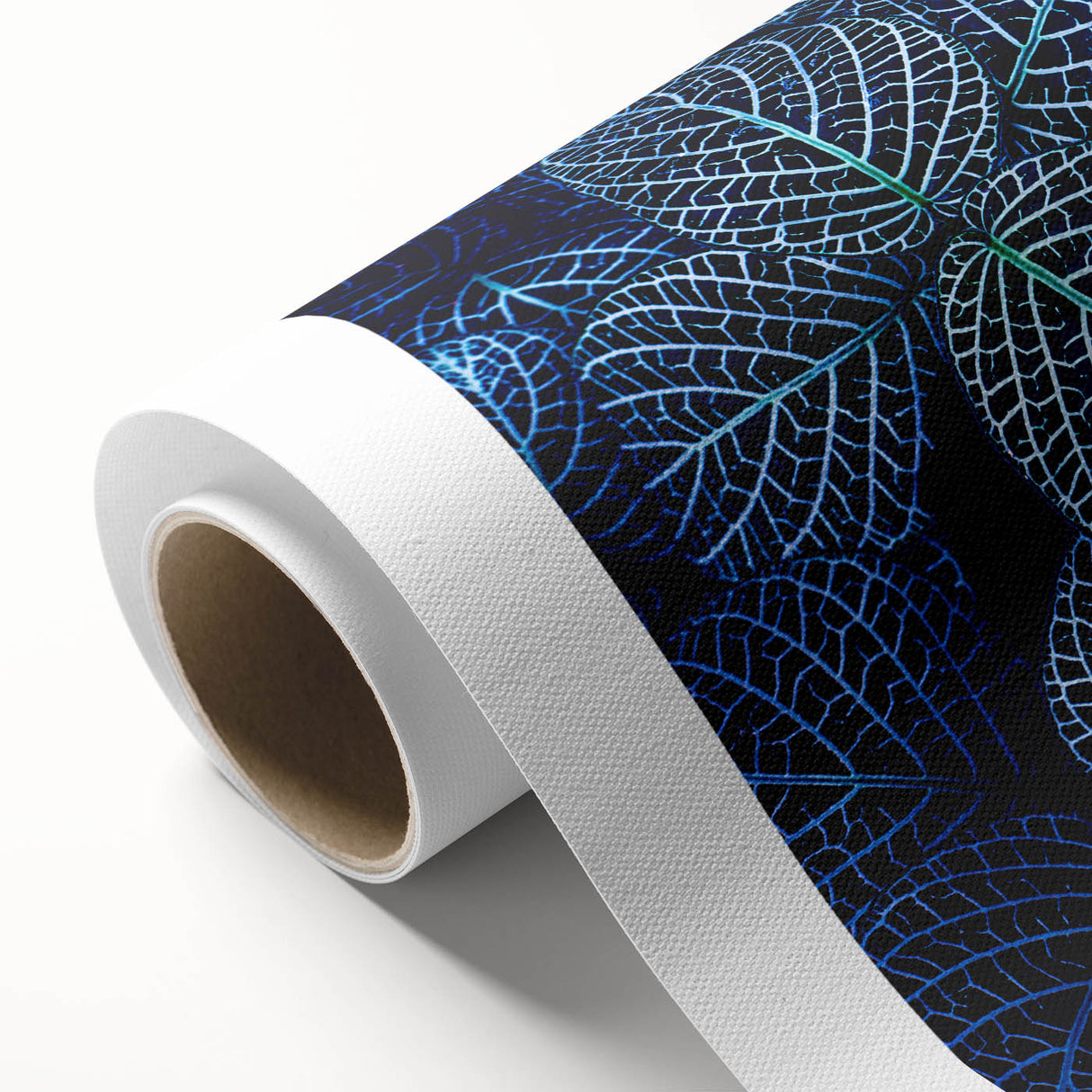 Art deco style poster of close-up leaves in green tones, printed on rolled canvas, ideal for nursery wall art.