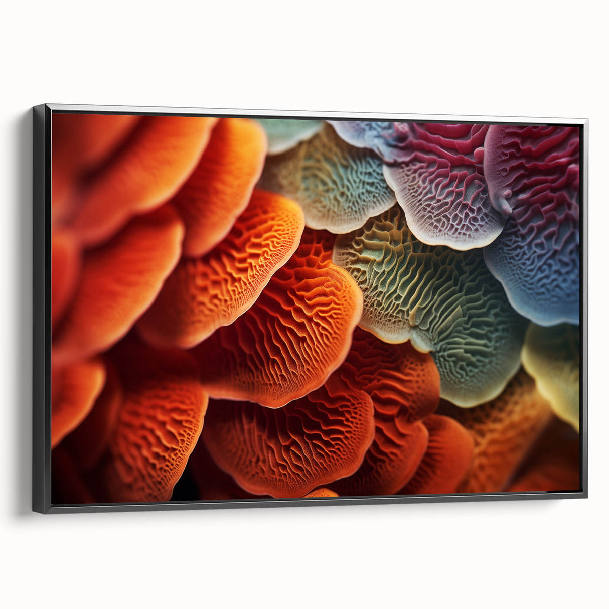 Black and white landscape art painting featuring close-up leaves design on framed canvas, suitable for bedroom wall decor.