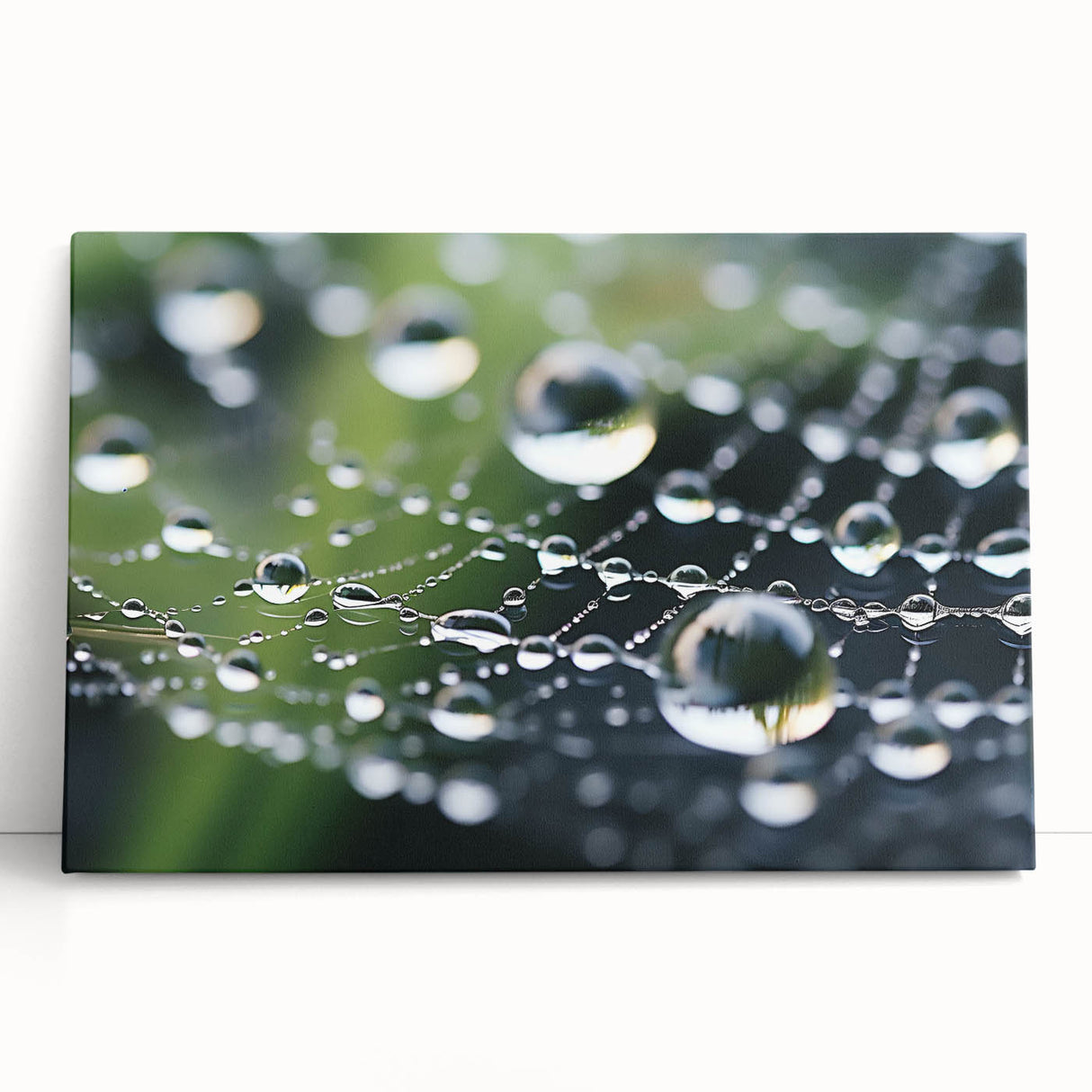 Black and white close-up photo of water droplets on canvas, ideal for kitchen wall art.
