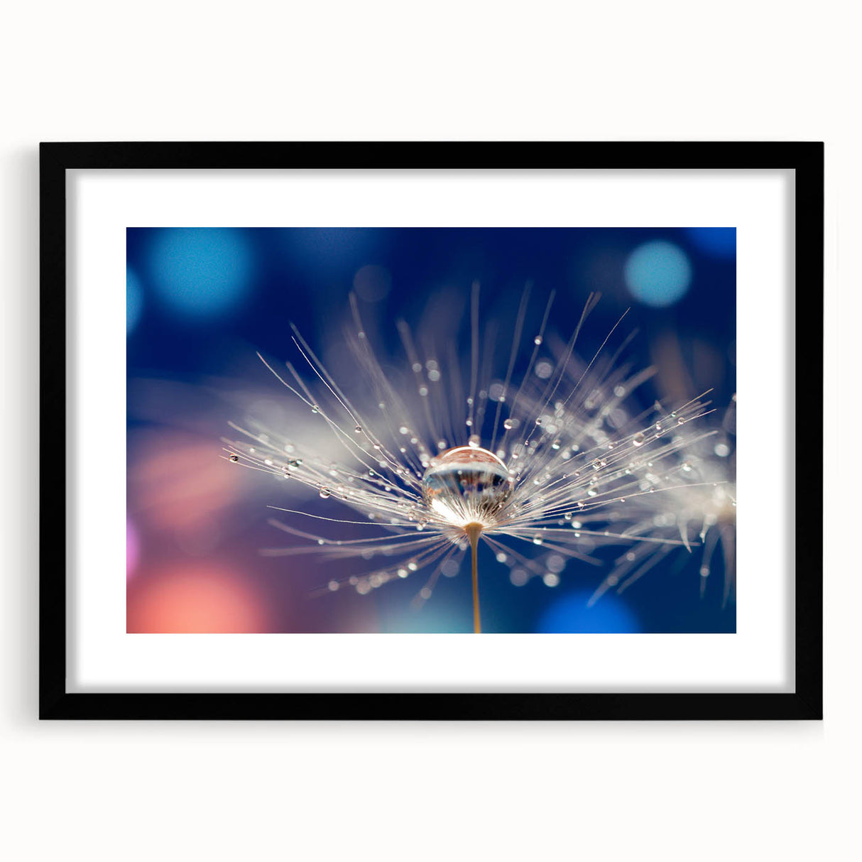 Extra large black framed wall art featuring a close-up, textured design of water in vibrant colors.