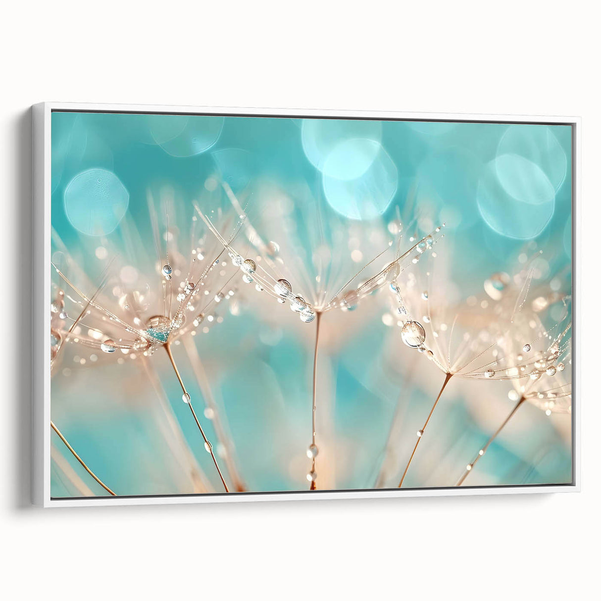 Vintage poster art of a vibrant water-themed close-up, framed on canvas, suitable for living room decor.