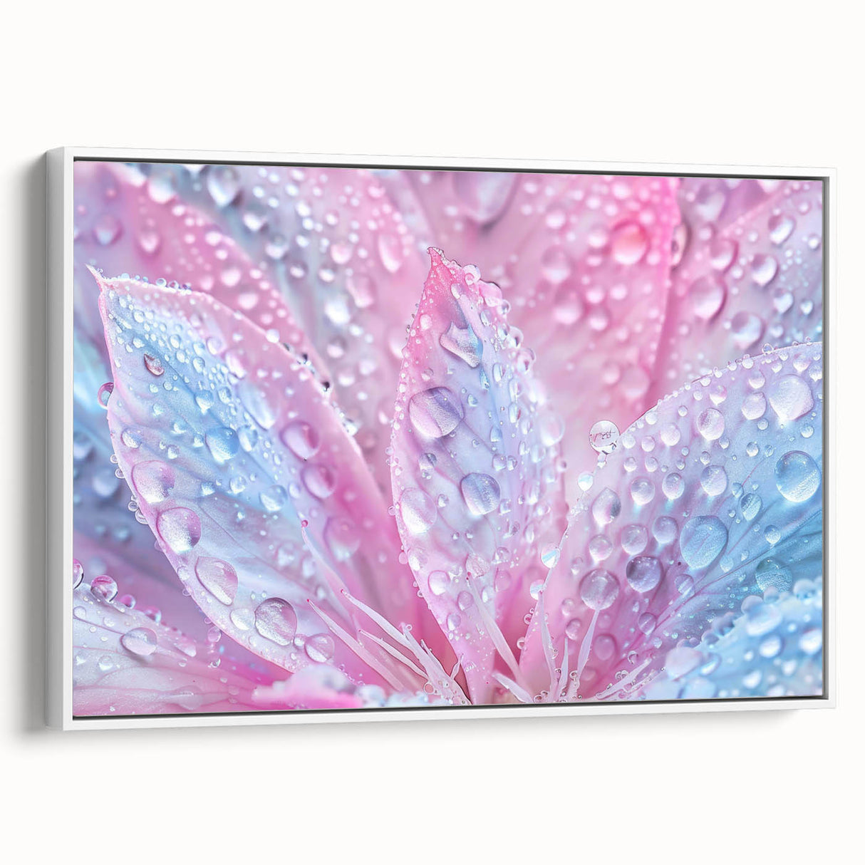 Vintage poster art of a close-up water design in vibrant colors on framed canvas, ideal for living room decor.