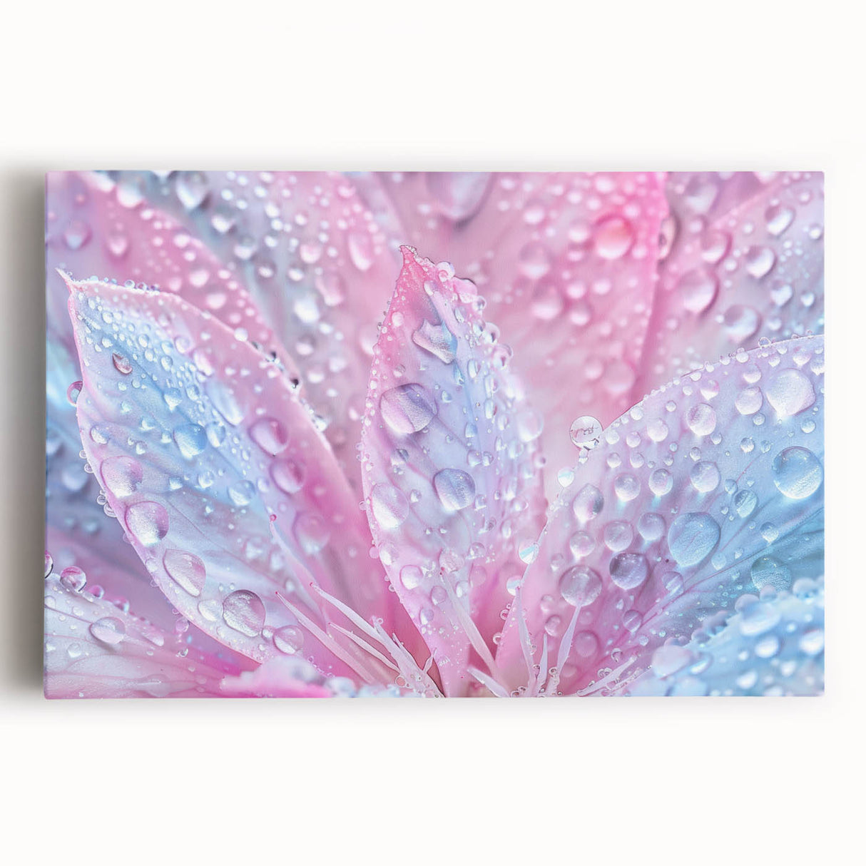 Close-up black and white photo of water droplets on canvas, ideal for kitchen wall art.