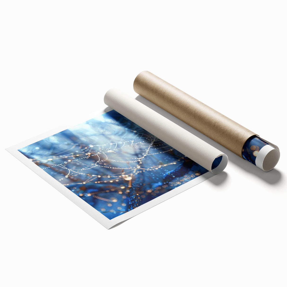 Close-up floral art on rolled print, featuring soft pink and white tones, ideal for classy bathroom wall decor.