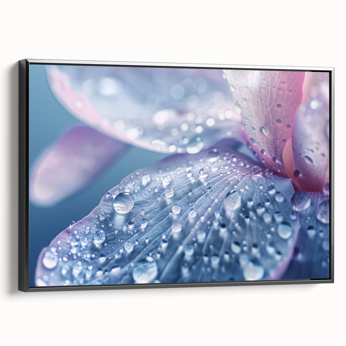 Black and white framed canvas featuring a close-up water landscape, ideal for bedroom wall decor.