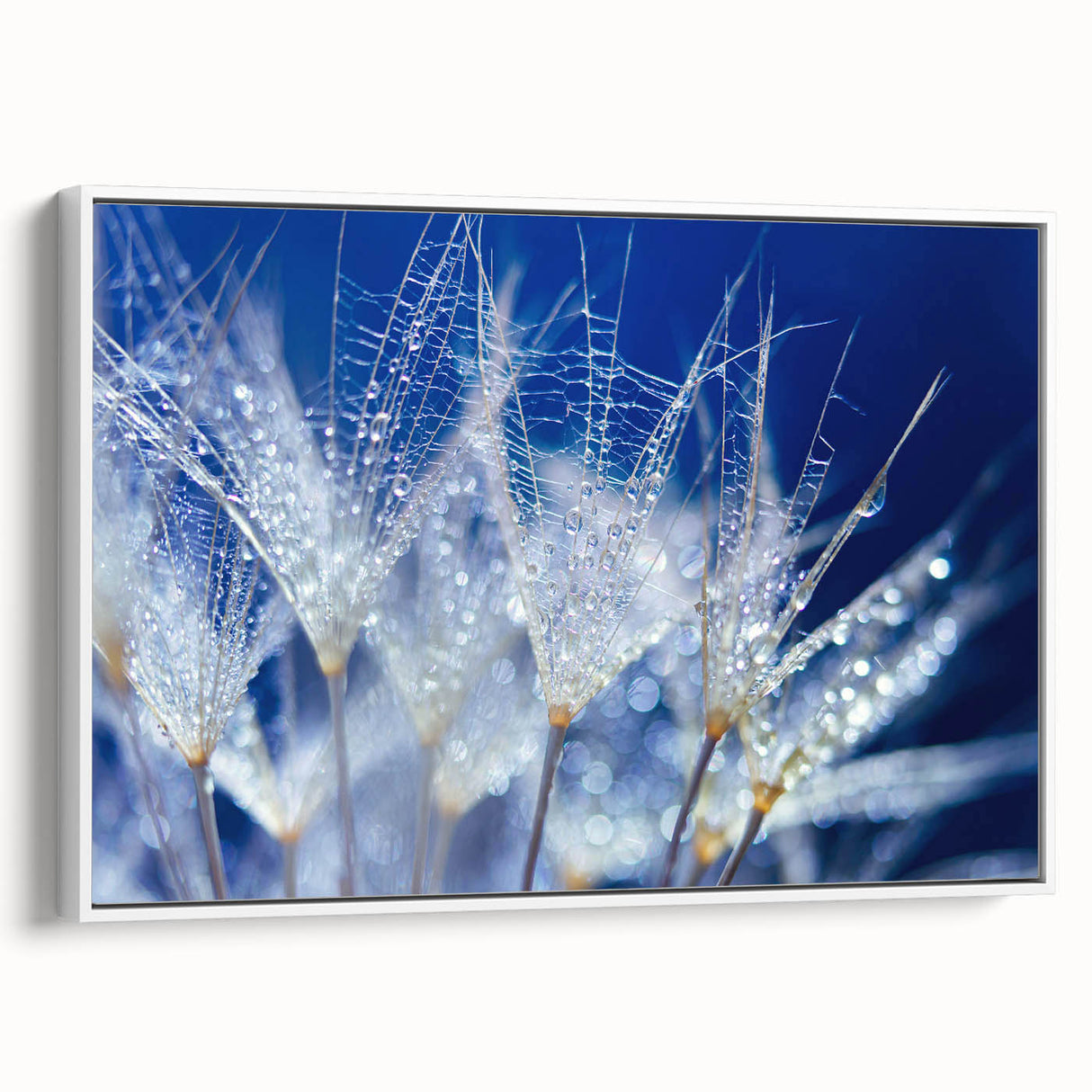 Extra large framed canvas of a close-up water texture in black with colorful accents, ideal for living room decor.
