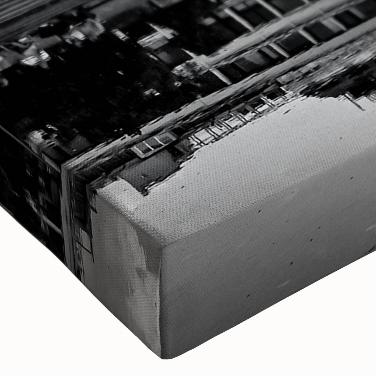 Black and white landscape art painting of a cathedral on stretched canvas, ideal for bedroom wall decor.