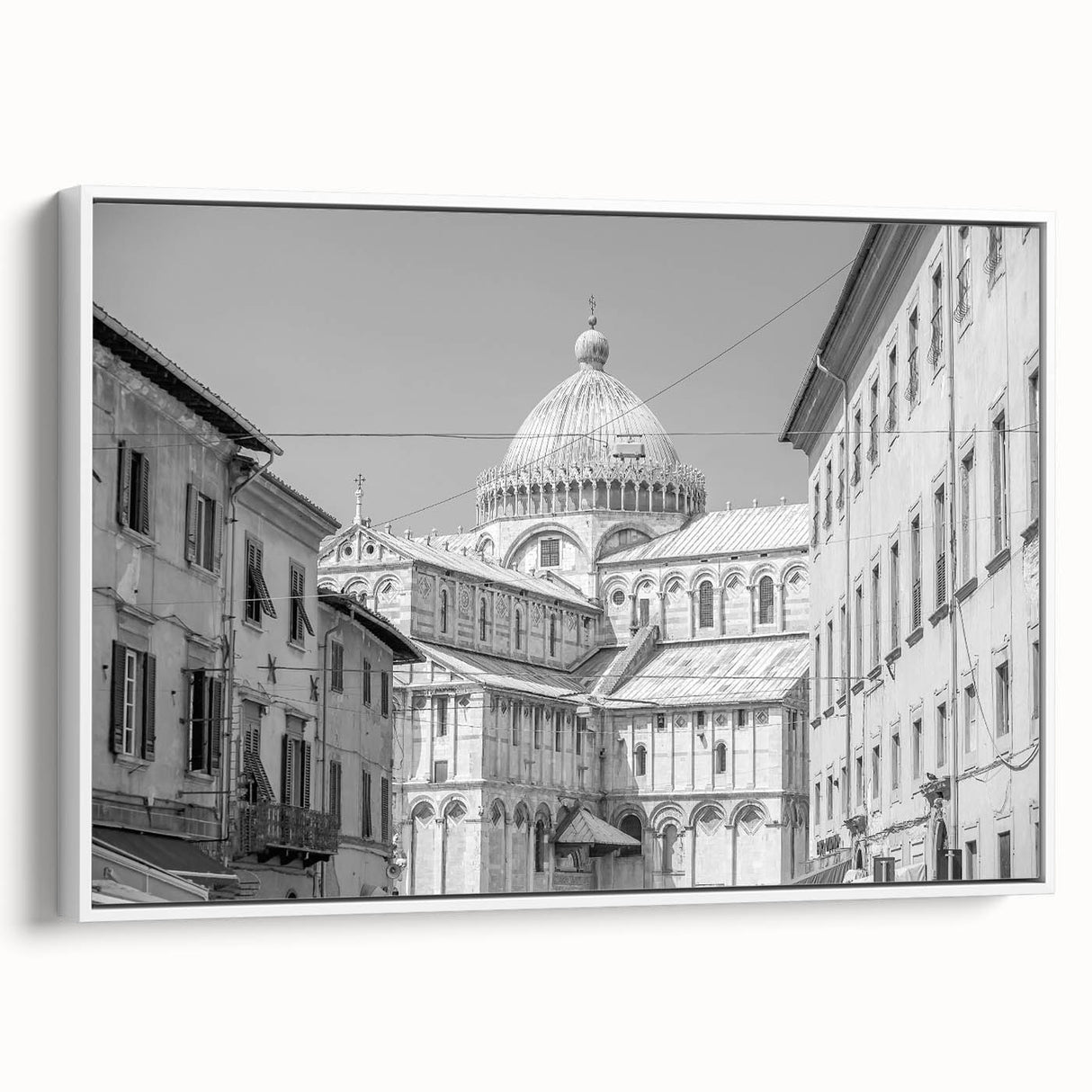 Framed canvas featuring a vintage poster of a black cathedral landscape, ideal for bedroom wall art.