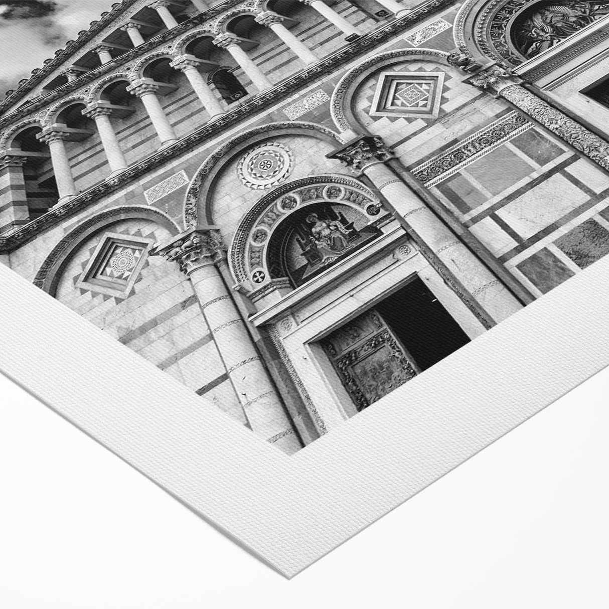 Art Deco poster of a cathedral design in monochrome, printed on rolled canvas, suitable for dining room or bathroom wall.