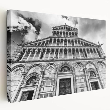 Large cathedral design on stretched canvas with detailed architecture, ideal for kitchen wall art.