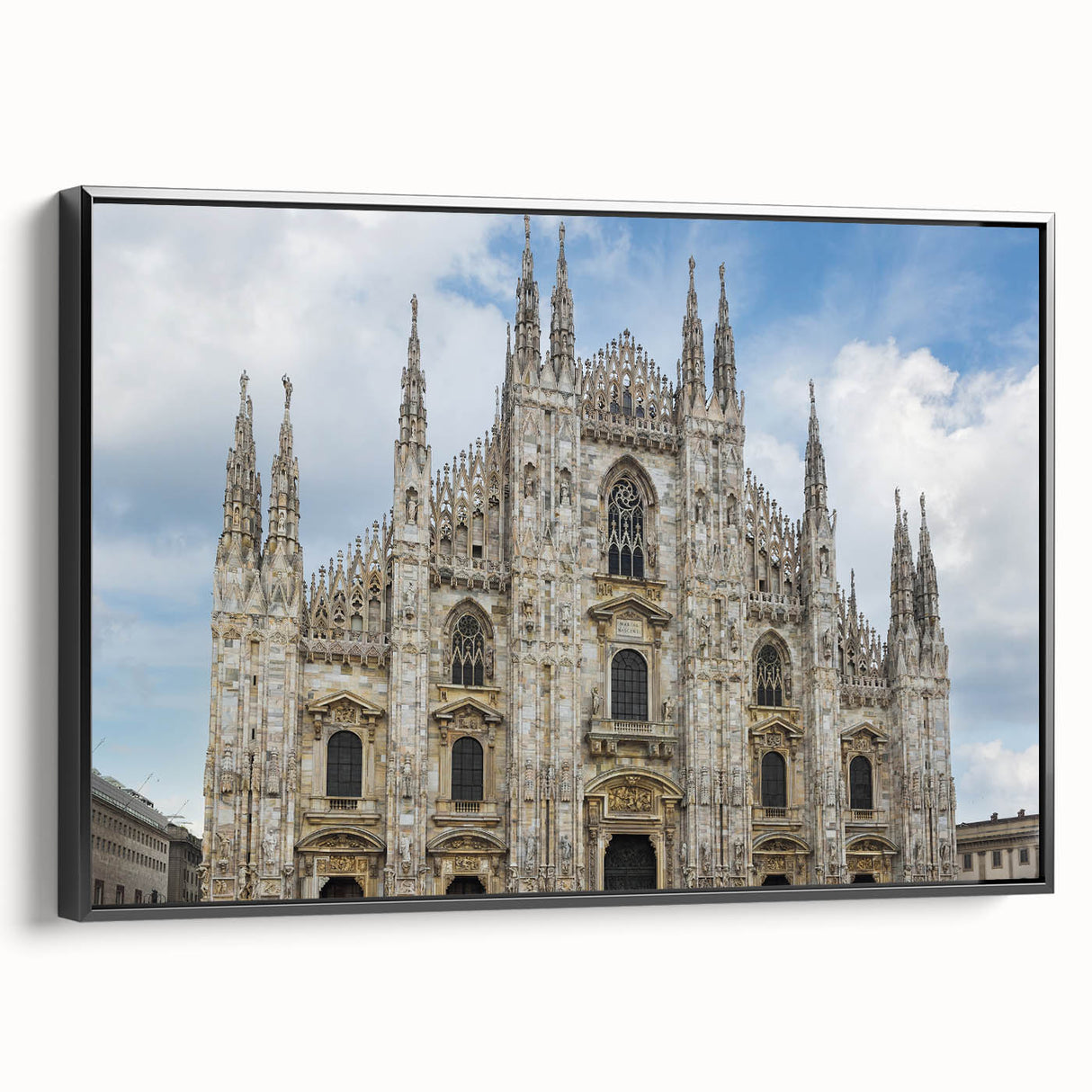 Black and white wall art depicting a cathedral, framed canvas, ideal for bedroom wall decor.