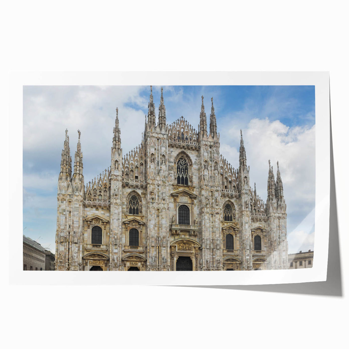 Extra large rolled print of a cathedral design with floral accents in soft pastel shades, suitable for art wall dining room.