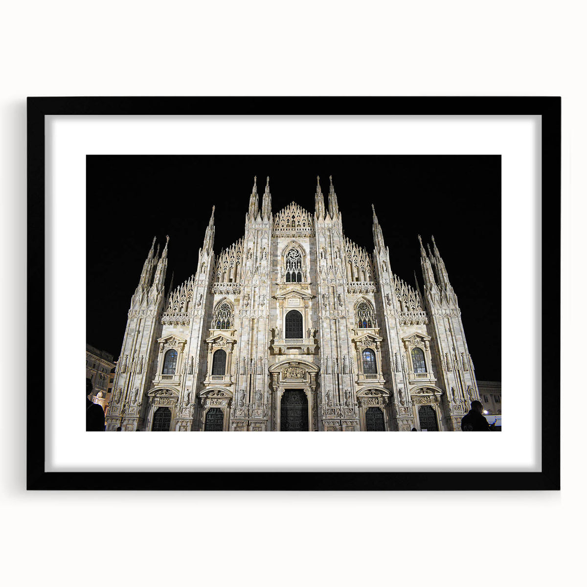 Abstract art print of a cathedral in vibrant colors on a large textured canvas, suited for living room decor.