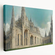 Large canvas print depicting a detailed church design in muted earth tones, suitable for kitchen wall art.