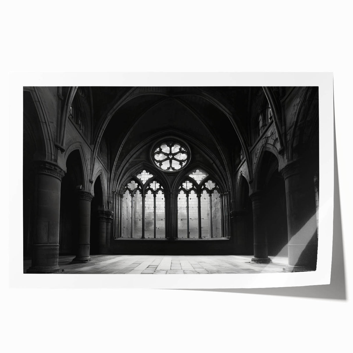 Extra large rolled print of a floral church design in muted earth tones, ideal for art wall dining room.