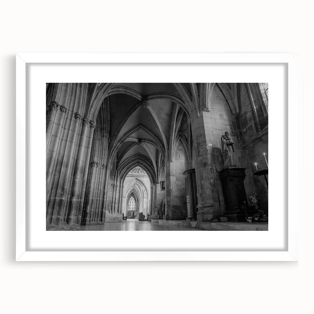 Extra large abstract art print featuring textured strokes in muted earth tones on a white-framed canvas.