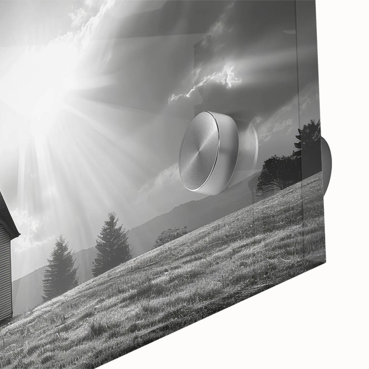 Large abstract wall art on acrylic glass featuring mid-century modernist style, ideal for dining room art.