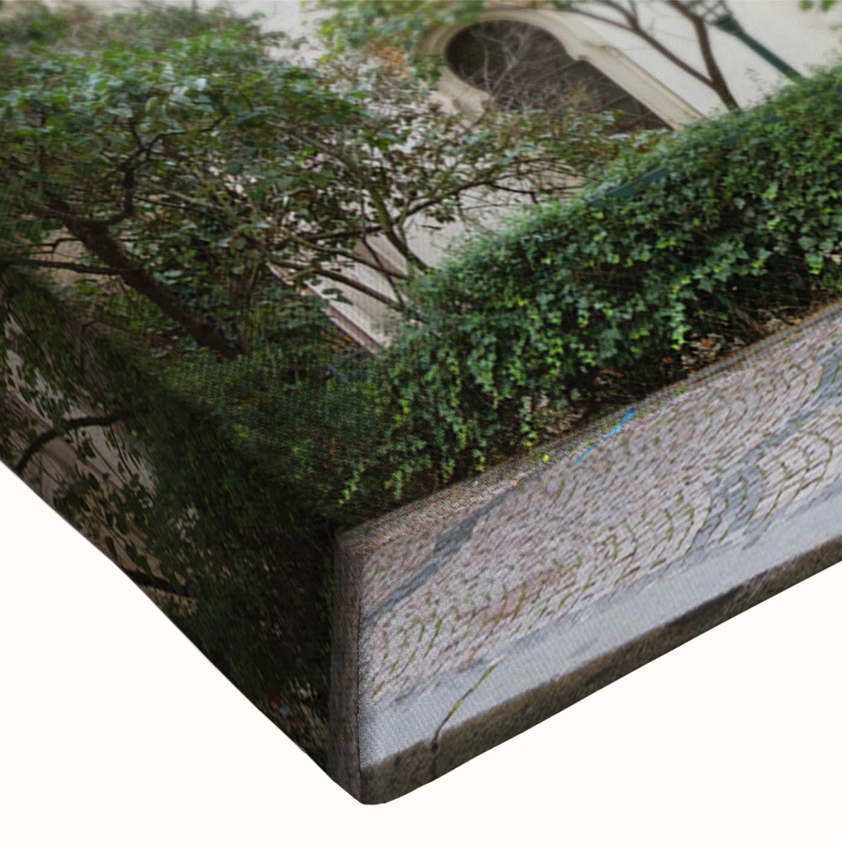 Large art depicting a synagogue in black and white tones on stretched canvas, suitable for bedroom wall decor.