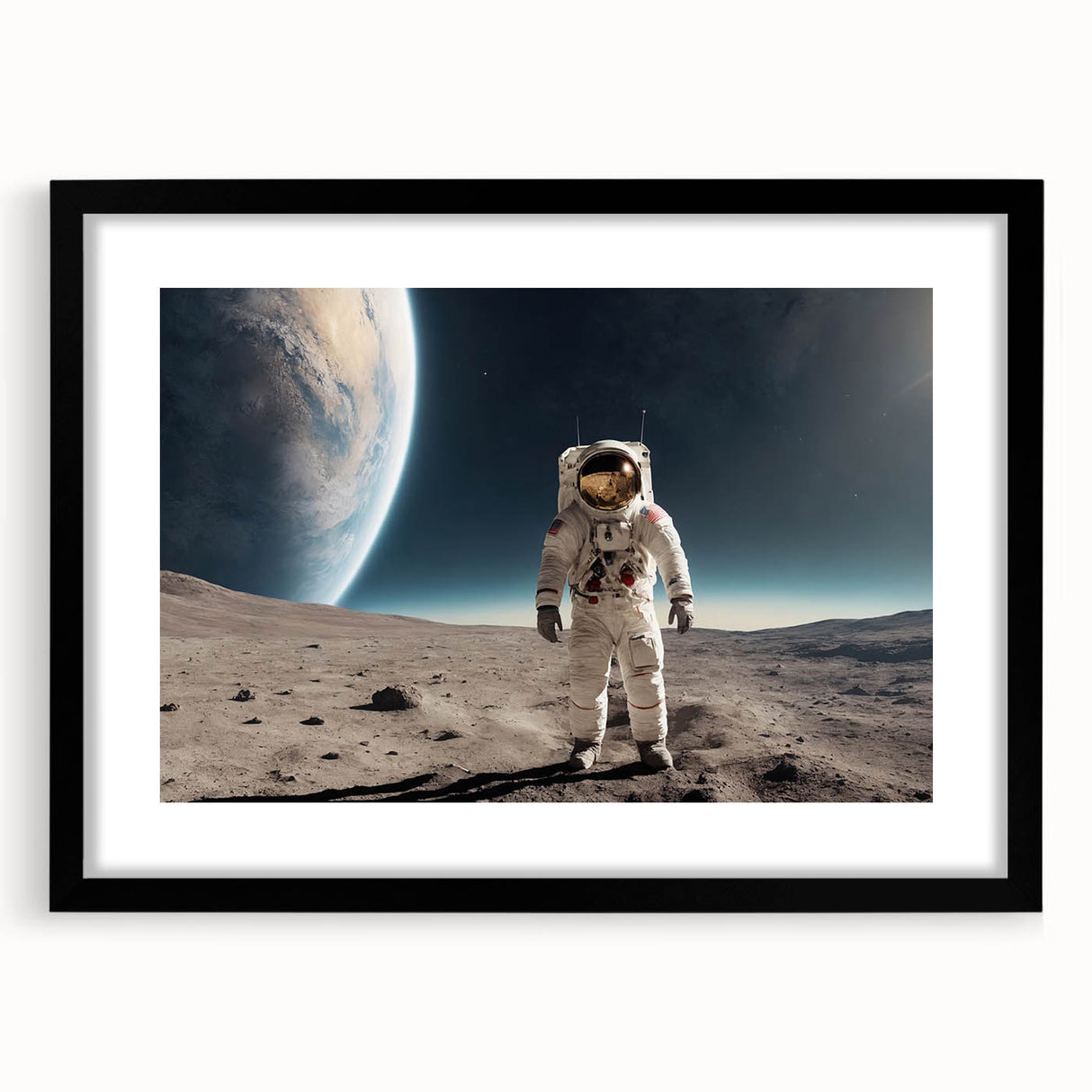 Astronaut Wall Art: Space Explorer Canvas on Lunar Landscape