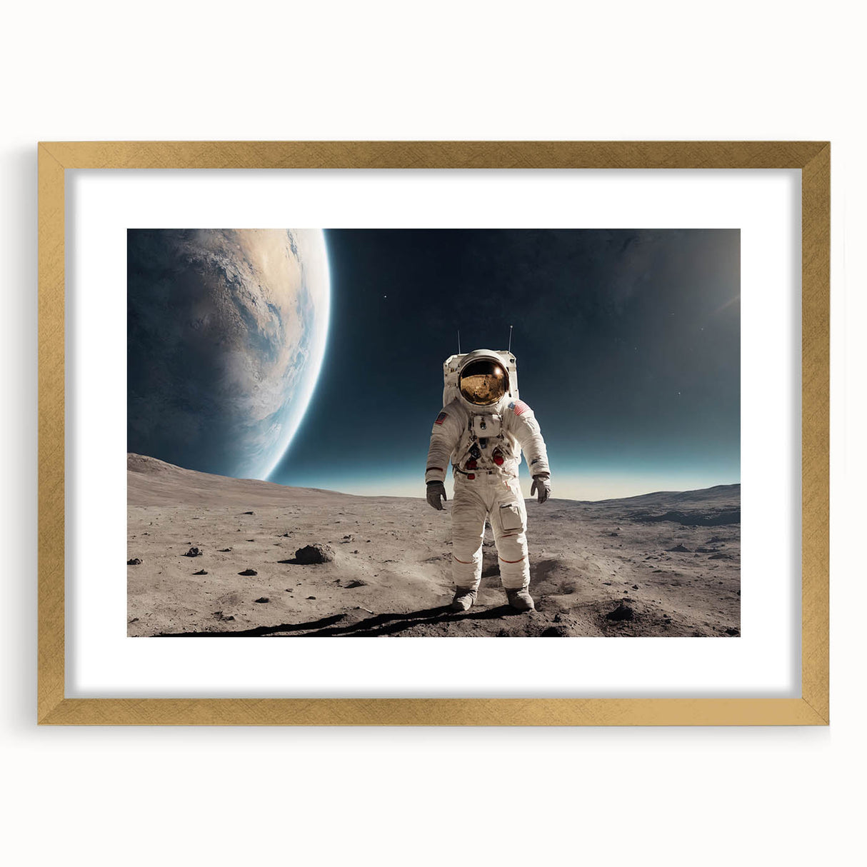 Astronaut Wall Art: Space Explorer Canvas on Lunar Landscape