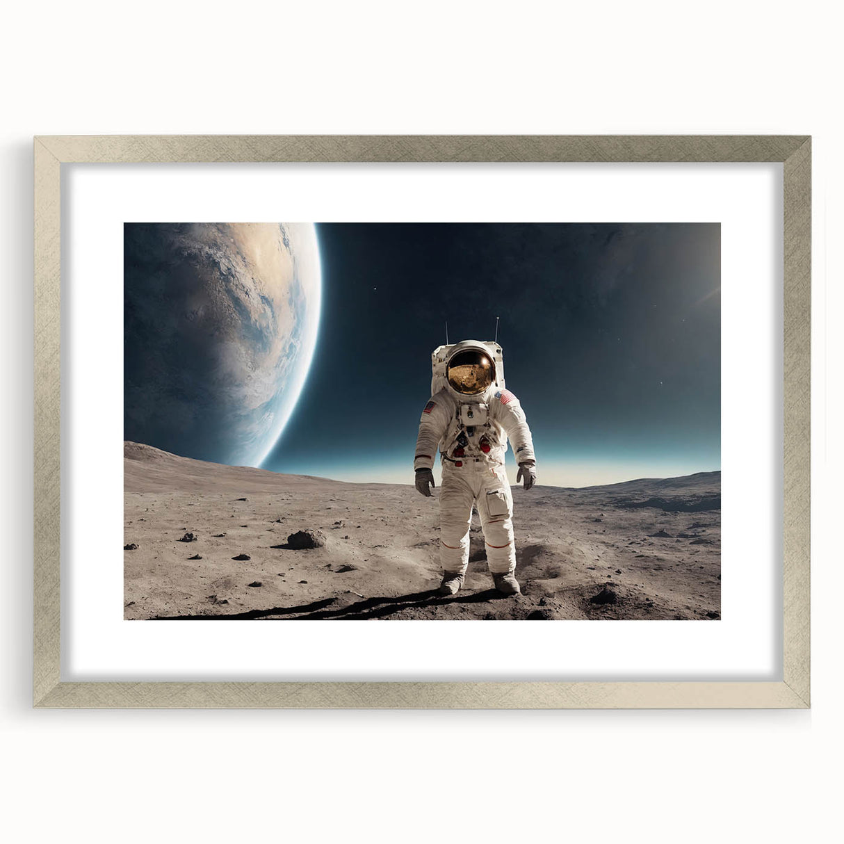 Astronaut Wall Art: Space Explorer Canvas on Lunar Landscape