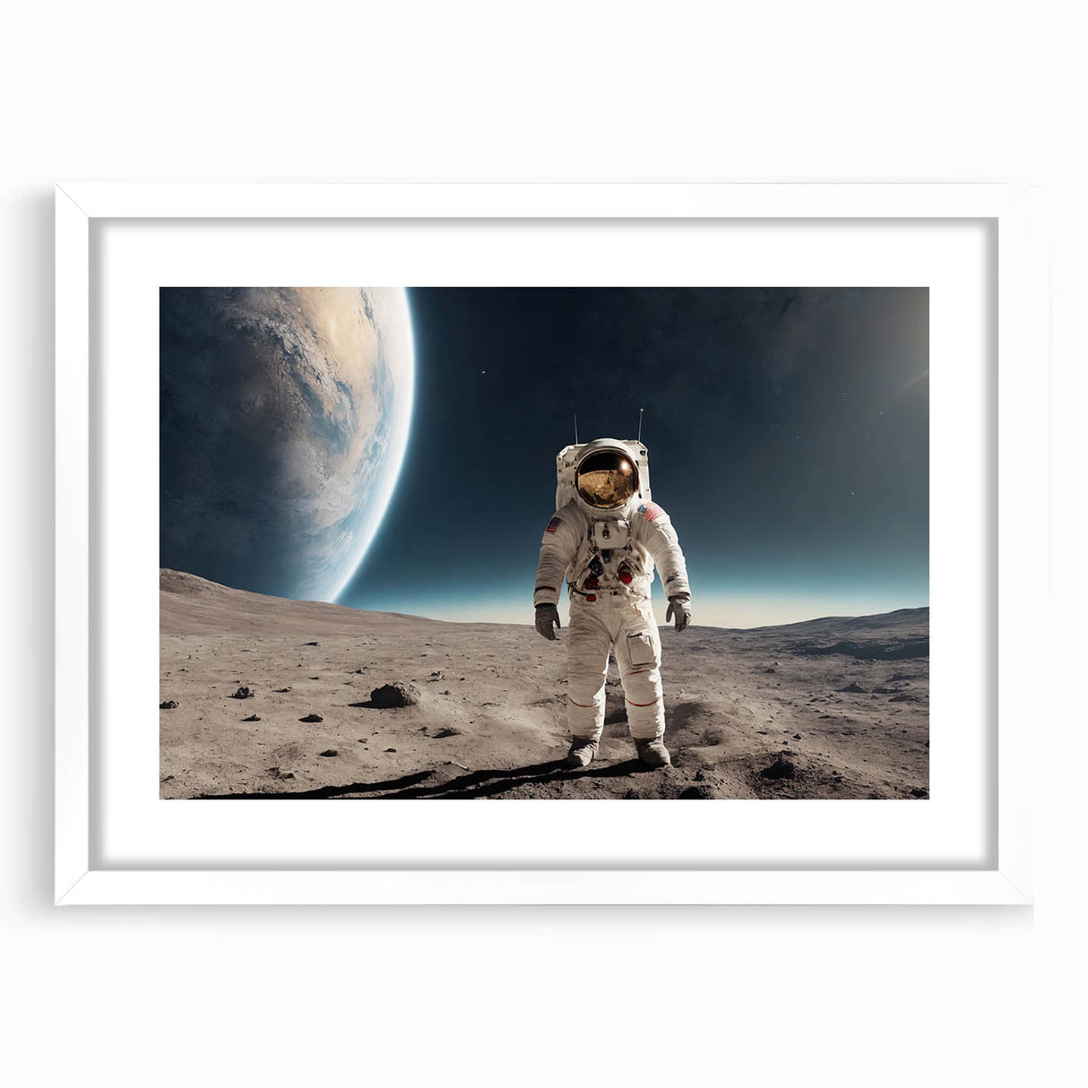 Astronaut Wall Art: Space Explorer Canvas on Lunar Landscape