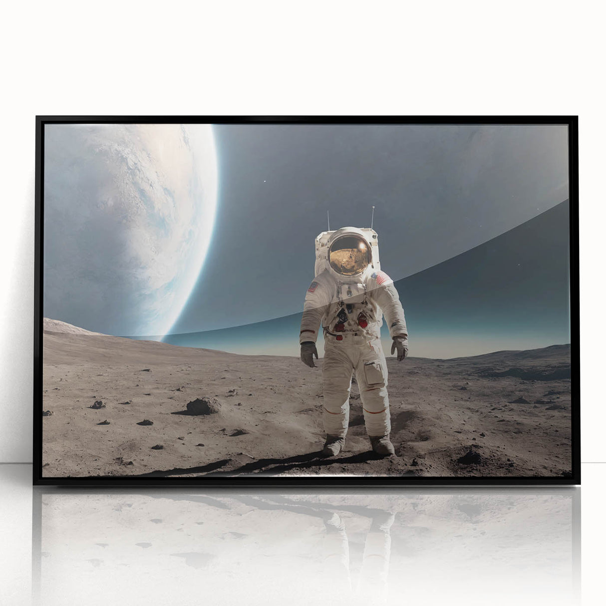 Astronaut Wall Art: Space Explorer Canvas on Lunar Landscape