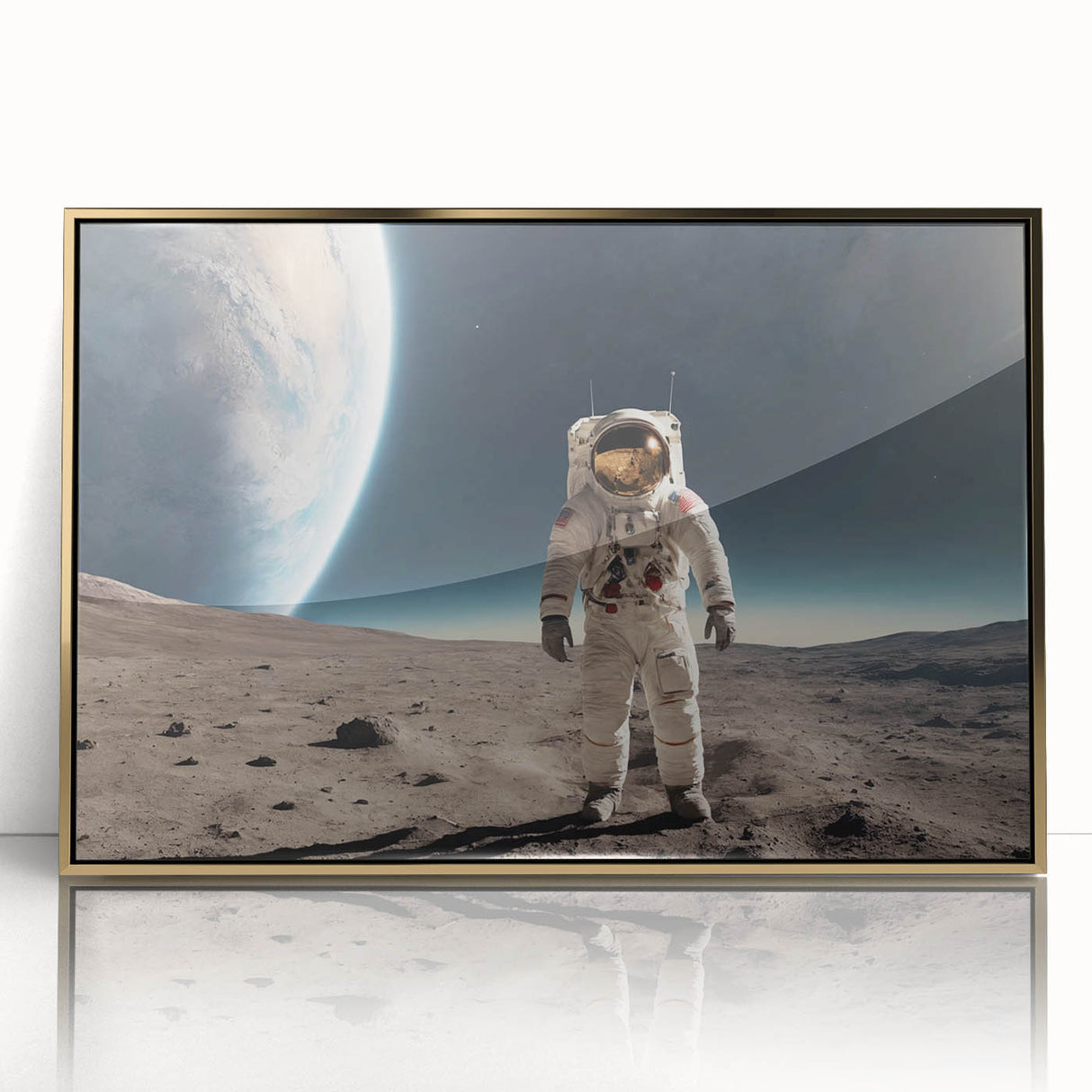 Astronaut Wall Art: Space Explorer Canvas on Lunar Landscape