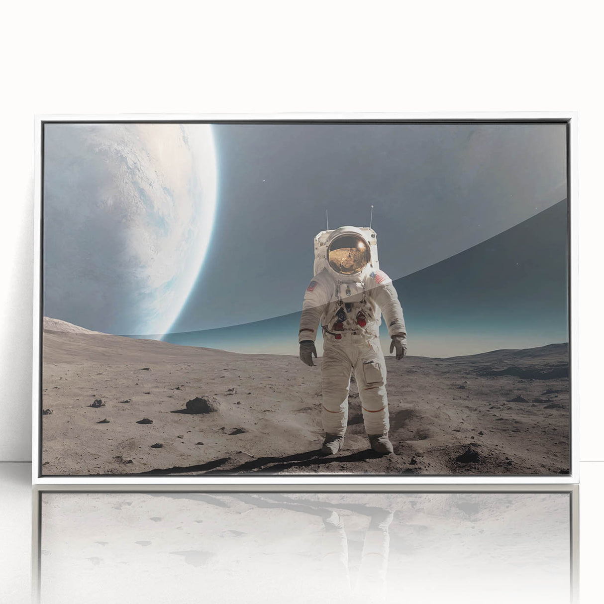 Astronaut Wall Art: Space Explorer Canvas on Lunar Landscape