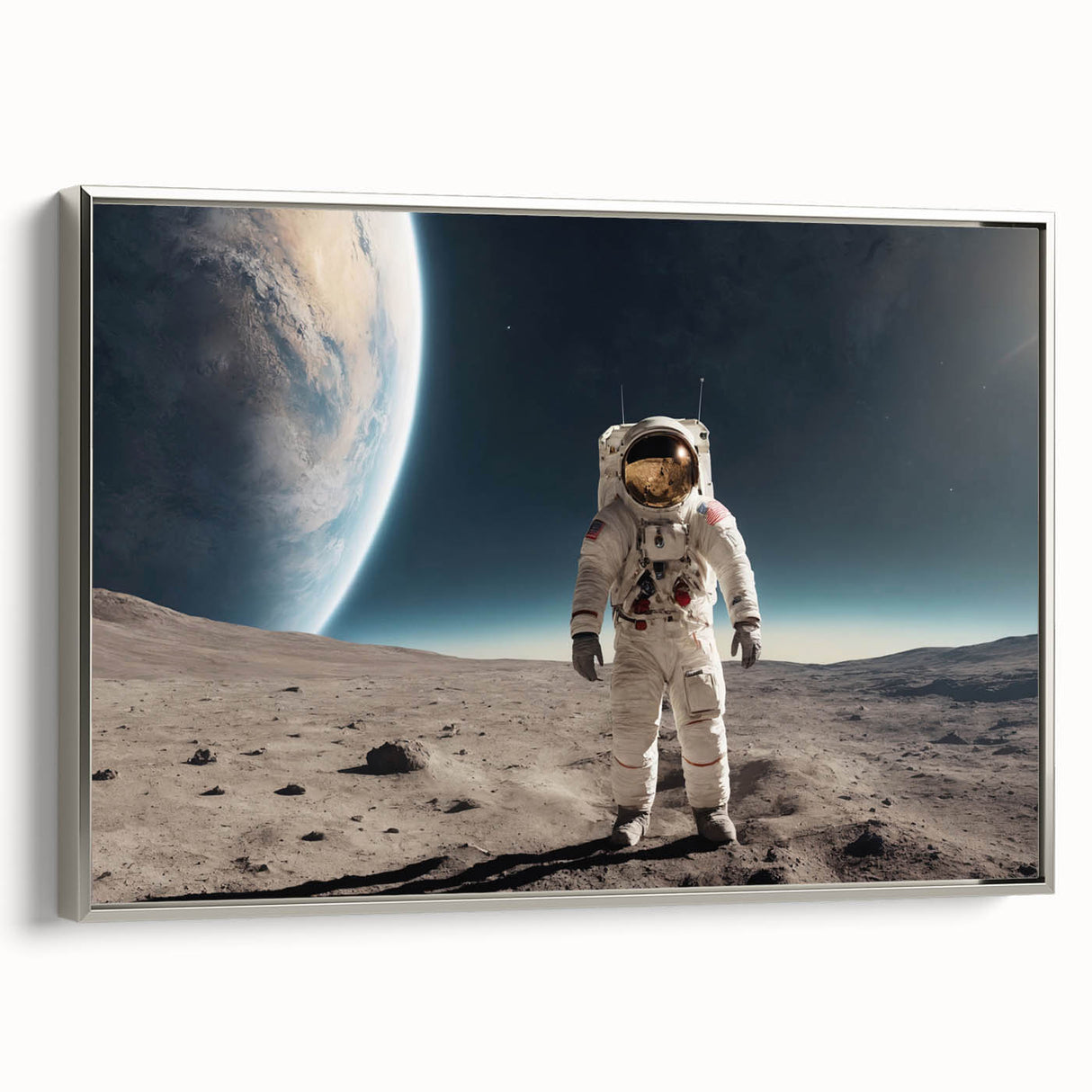 Astronaut Wall Art: Space Explorer Canvas on Lunar Landscape
