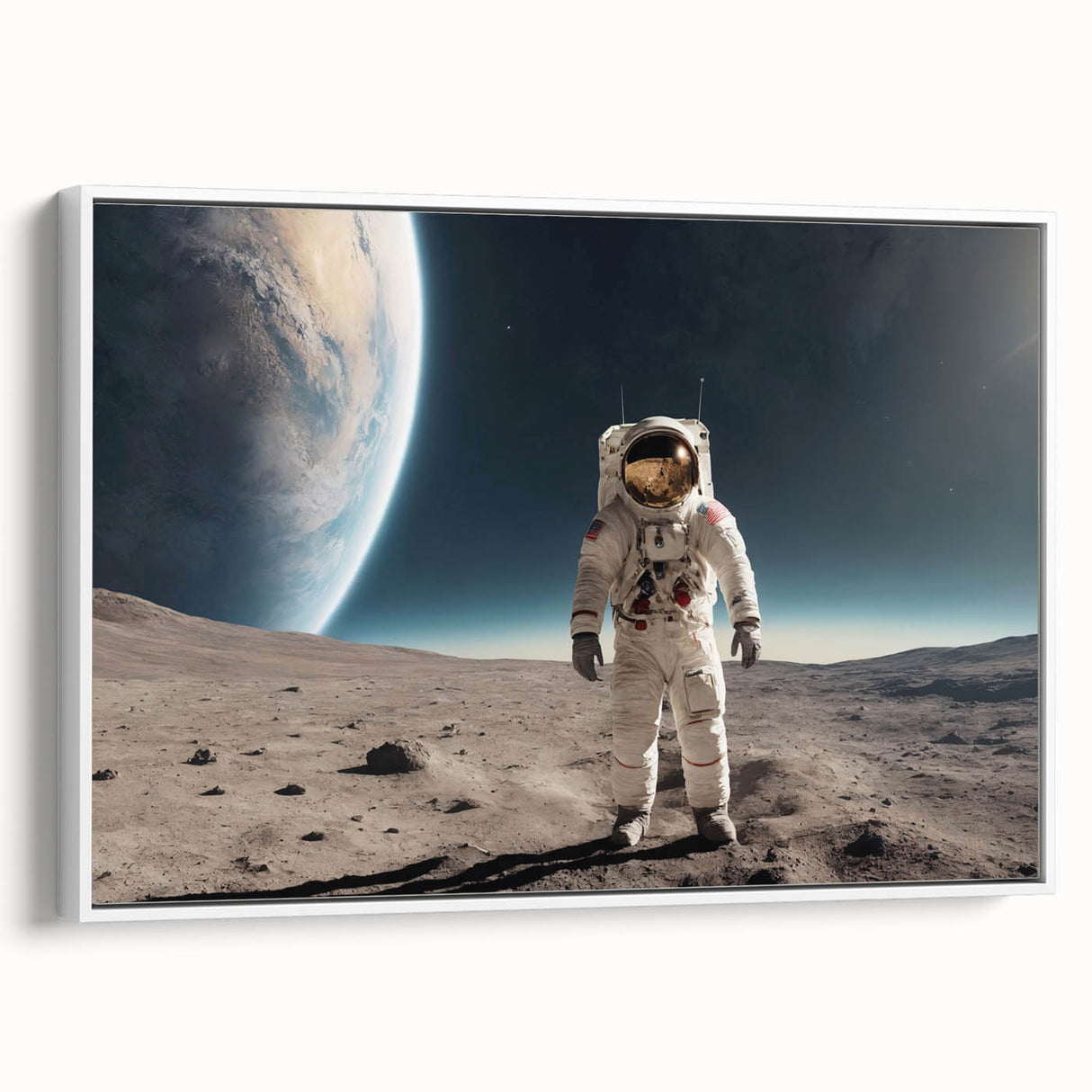 Astronaut Wall Art: Space Explorer Canvas on Lunar Landscape