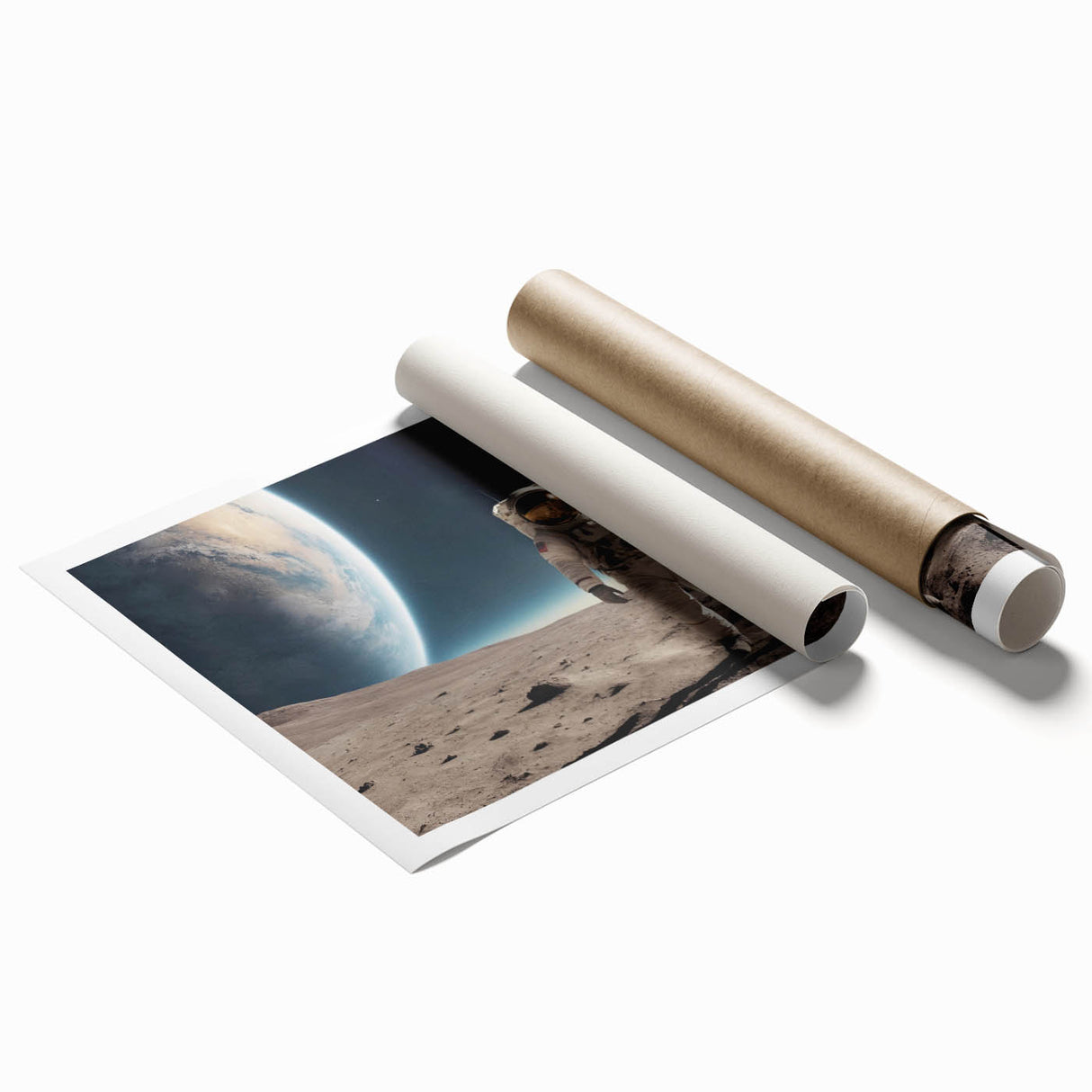 Astronaut Wall Art: Space Explorer Canvas on Lunar Landscape