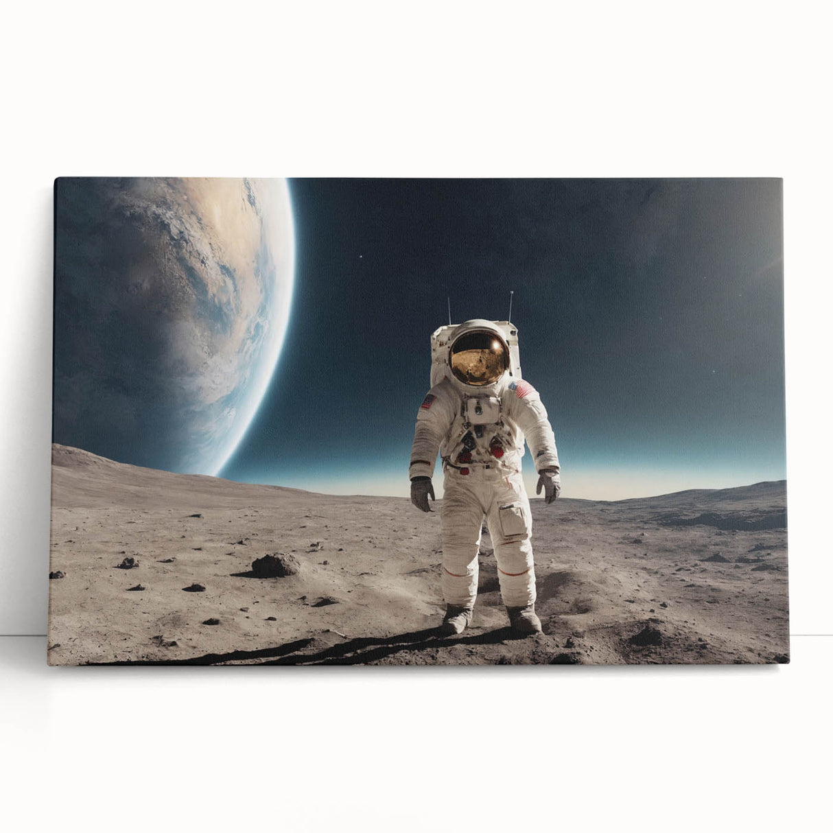 Astronaut Wall Art: Space Explorer Canvas on Lunar Landscape