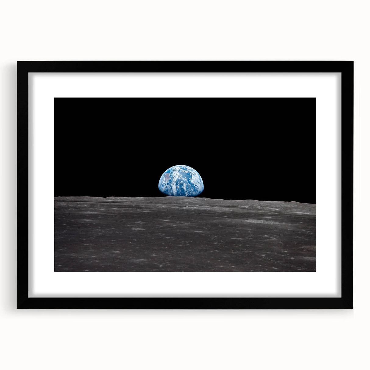 Earthrise Over the Moon Wall Art - Iconic Earth from Space Decor Print