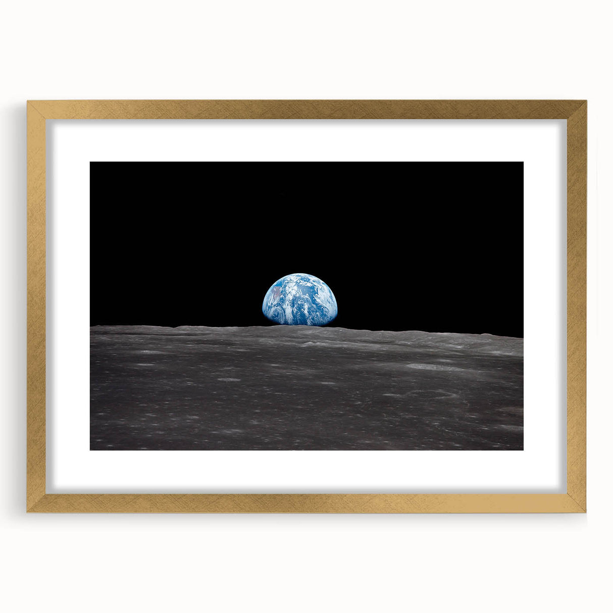 Earthrise Over the Moon Wall Art - Iconic Earth from Space Decor Print