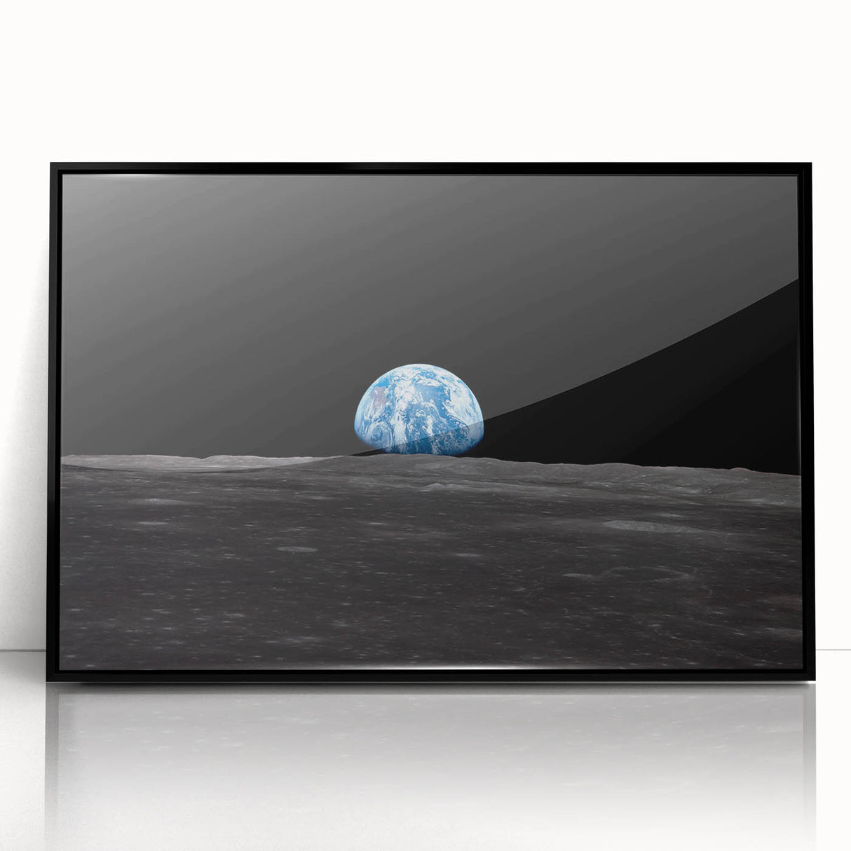 Earthrise Over the Moon Wall Art - Iconic Earth from Space Decor Print