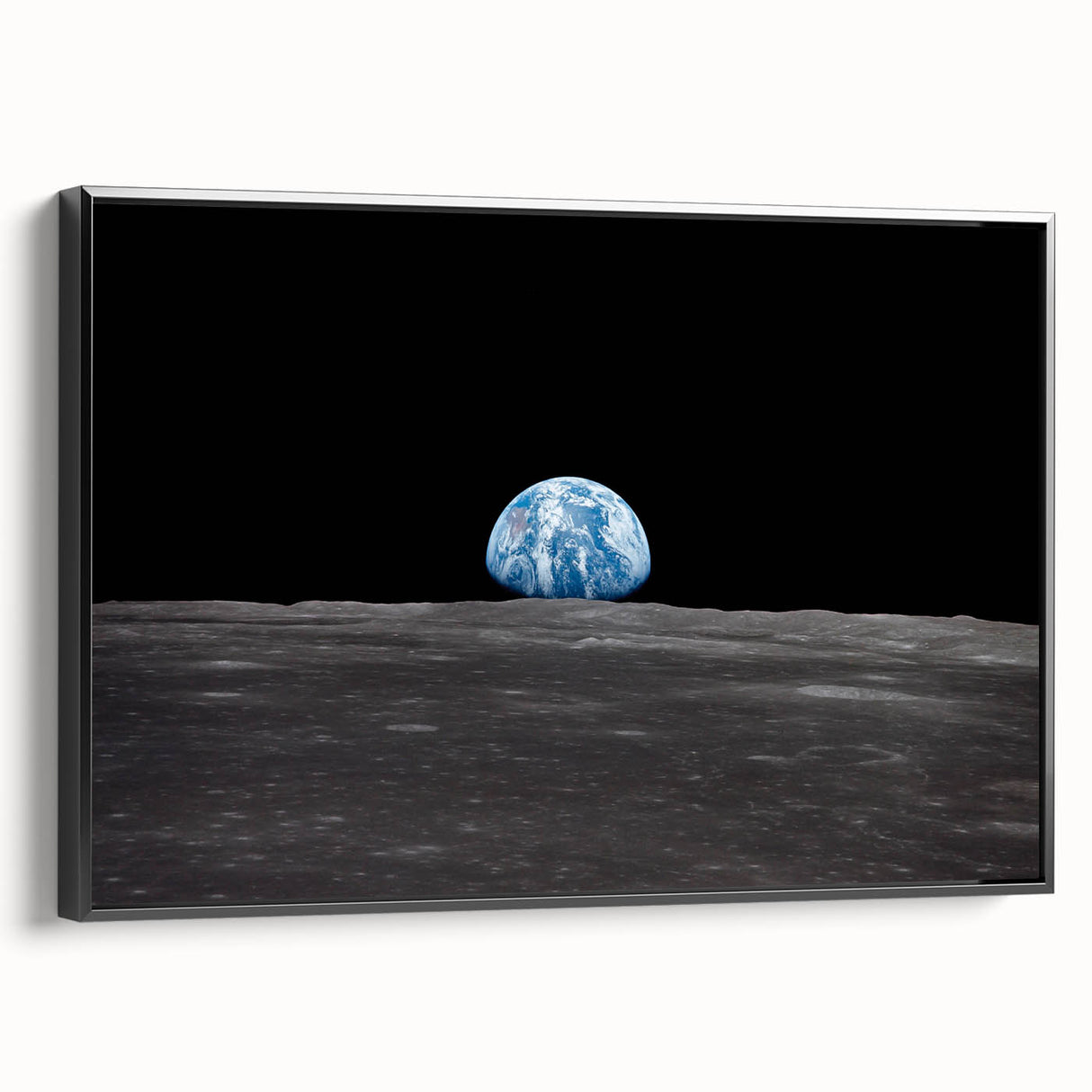 Earthrise Over the Moon Wall Art - Iconic Earth from Space Decor Print
