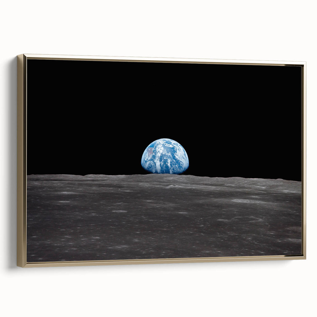 Earthrise Over the Moon Wall Art - Iconic Earth from Space Decor Print