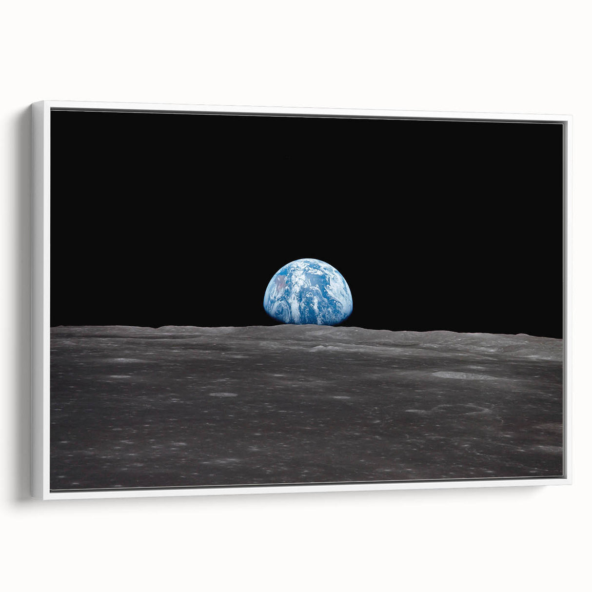 Earthrise Over the Moon Wall Art - Iconic Earth from Space Decor Print