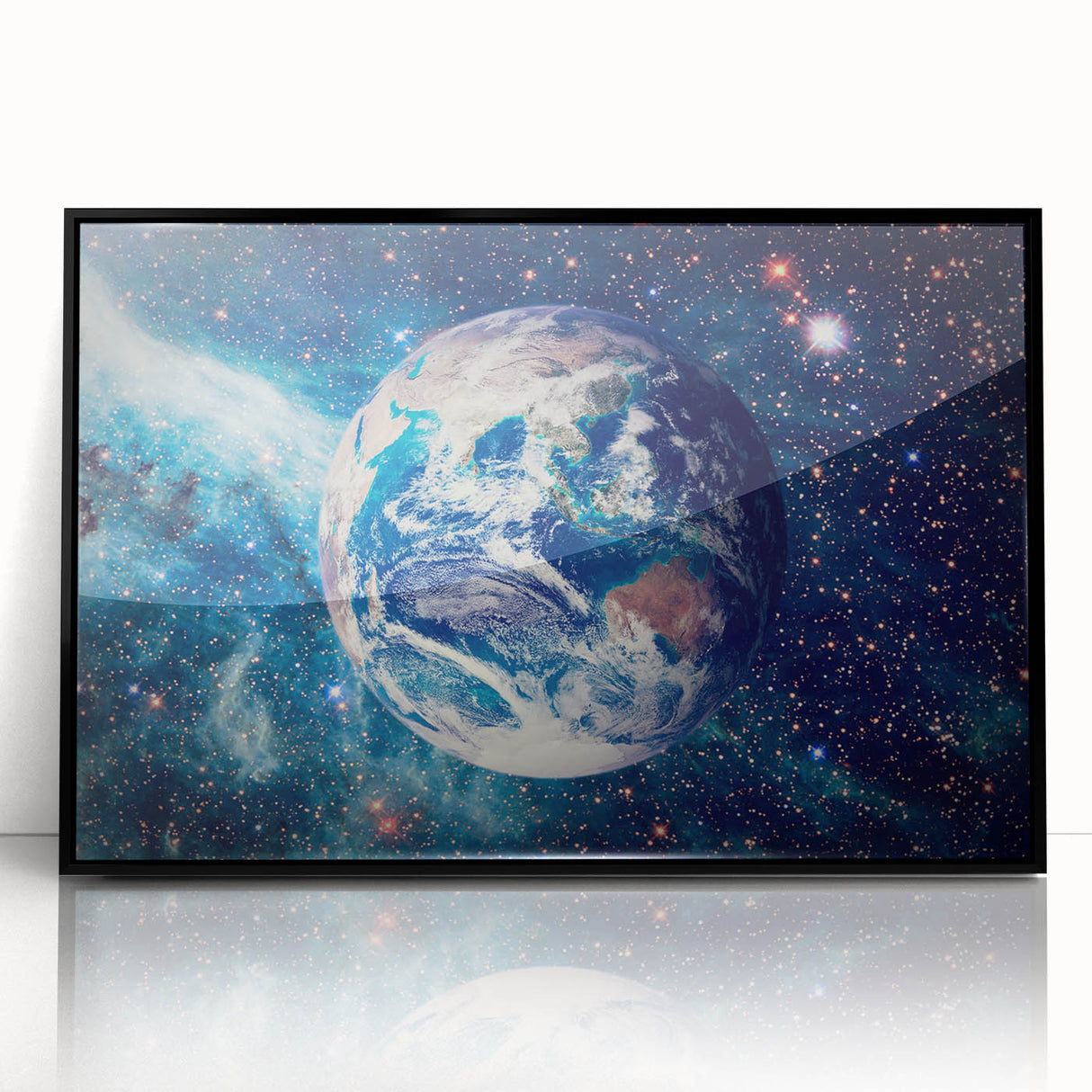 Earth and Stars Wall Art - Vibrant View of Earth in the Cosmos Decor