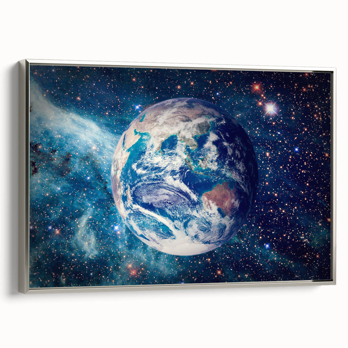 Earth and Stars Wall Art - Vibrant View of Earth in the Cosmos Decor
