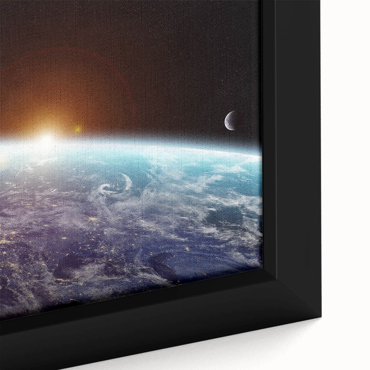 Sunrise Over Earth Wall Art - Space View of Earth with Moon Decor